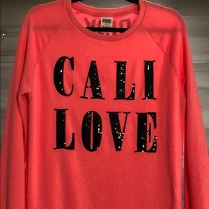 Victorias Secret Pink Cali Love Sweater Coral Top